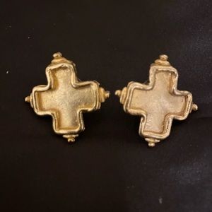 Susan Shaw Cross Gold Earrings